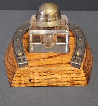 Victorian Horse Shoe and Jockeys Cap Inkstand