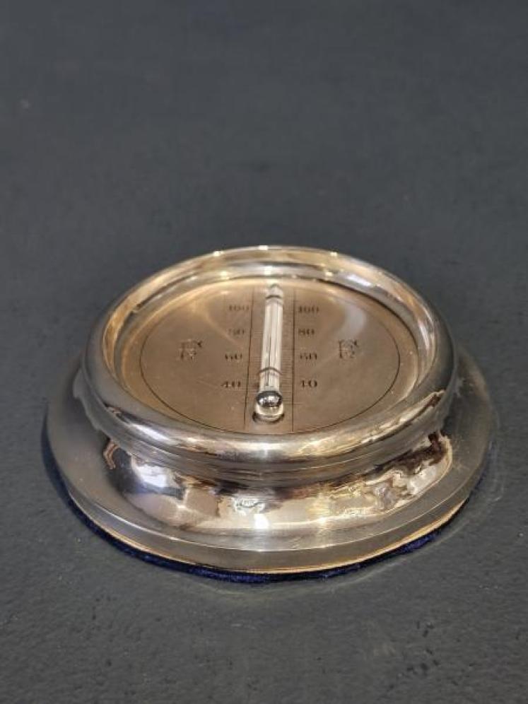 Edwardian Silver Desk Top Thermometer - Image 1