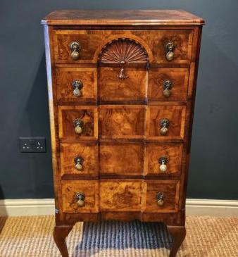 Superb Edwardian Walnut Tallboy Chest