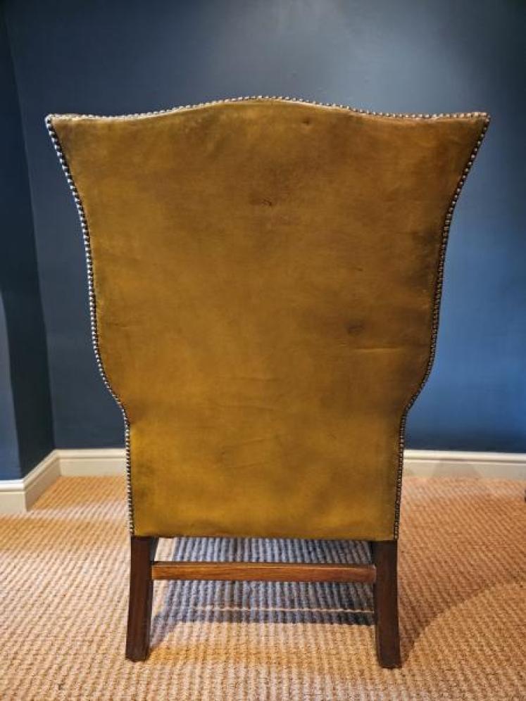 Matching Pair of Leather Wing Back Arm Chairs - Image 7