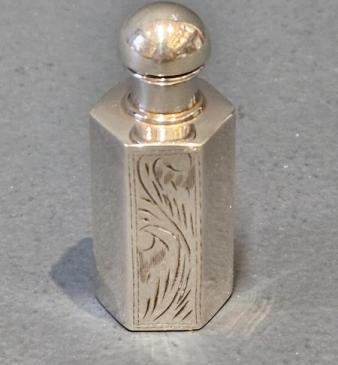 Engraved Silver Miniature Scent Bottle 
