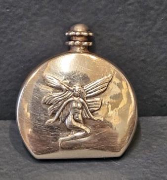 Small Embossed Silver Cologne Bottle 