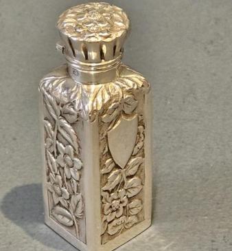 Victorian Silver Hinged Top Scent Bottle 