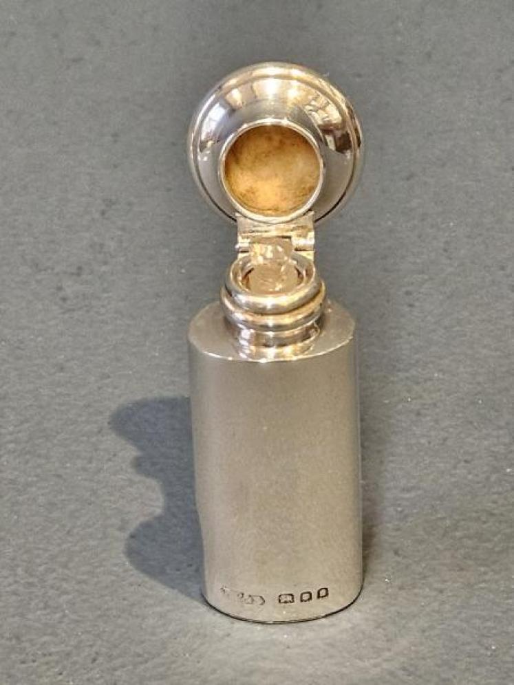 Silver and Turquoise Engine Turned Enamel Scent Bottle  - Image 4