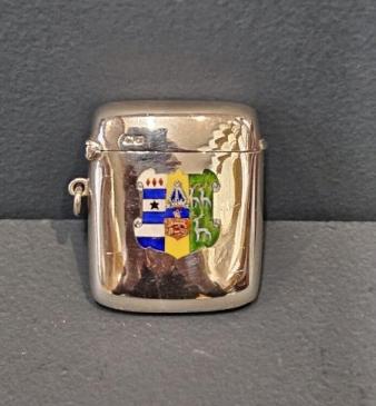 Silver & Enamel Vesta with Lincoln College Oxford Crest  