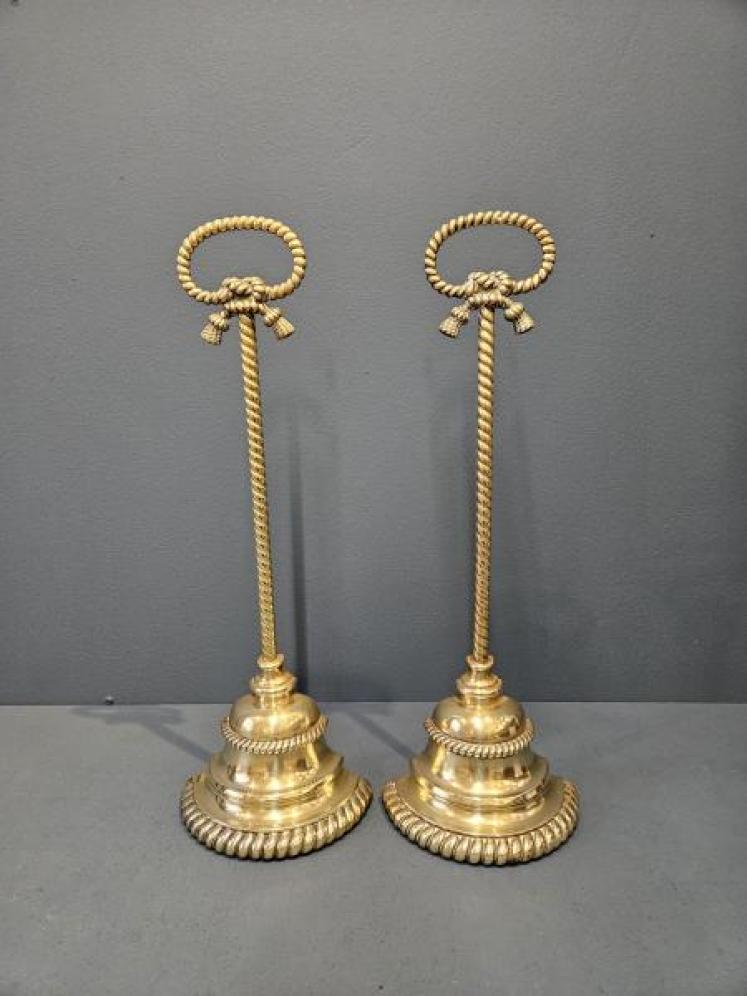 Superb Matching Pair of Victorian Brass Door Stops - Image 1