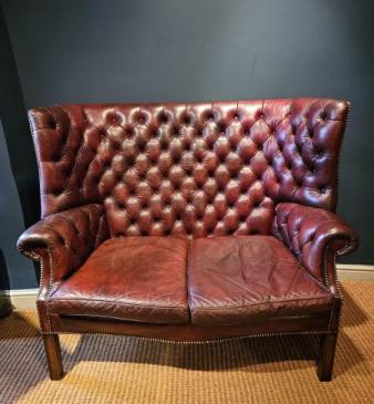 Superb Burgundy Leather Sofa