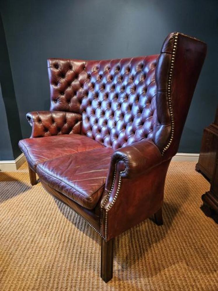 Superb Burgundy Leather Sofa - Image 3