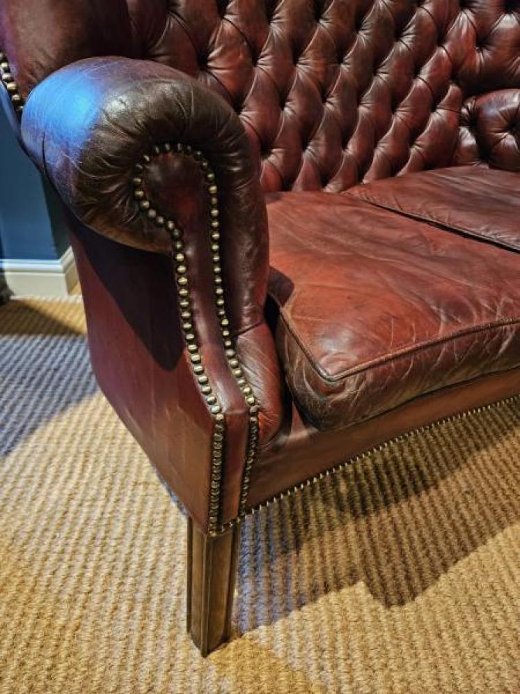 Superb Burgundy Leather Sofa - Image 6