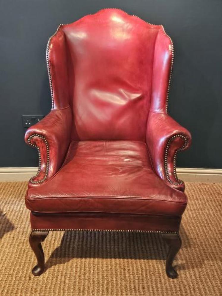 Top Quality 1930's Leather Wing Back Arm Chair - Image 2
