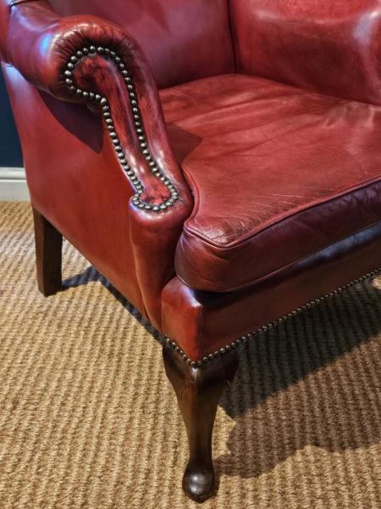 Top Quality 1930's Leather Wing Back Arm Chair - Image 3