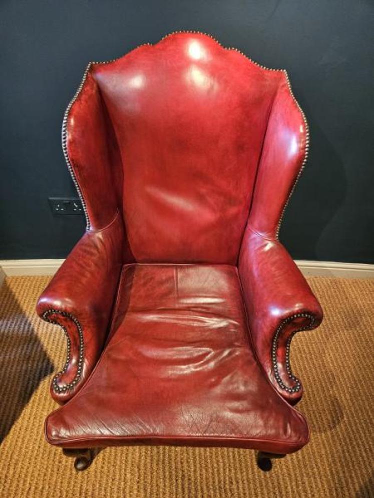 Top Quality 1930's Leather Wing Back Arm Chair - Image 6