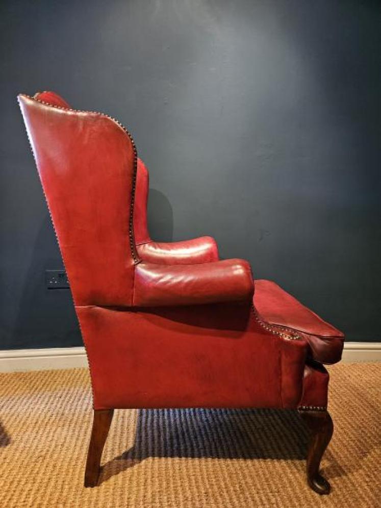 Top Quality 1930's Leather Wing Back Arm Chair - Image 7
