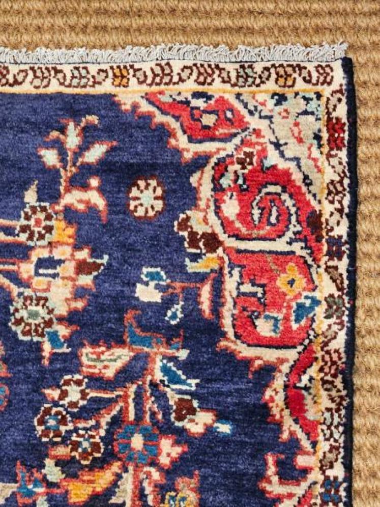 Superb 8' 9"  Persian Navy Blue Wool Runner Rug - Image 4