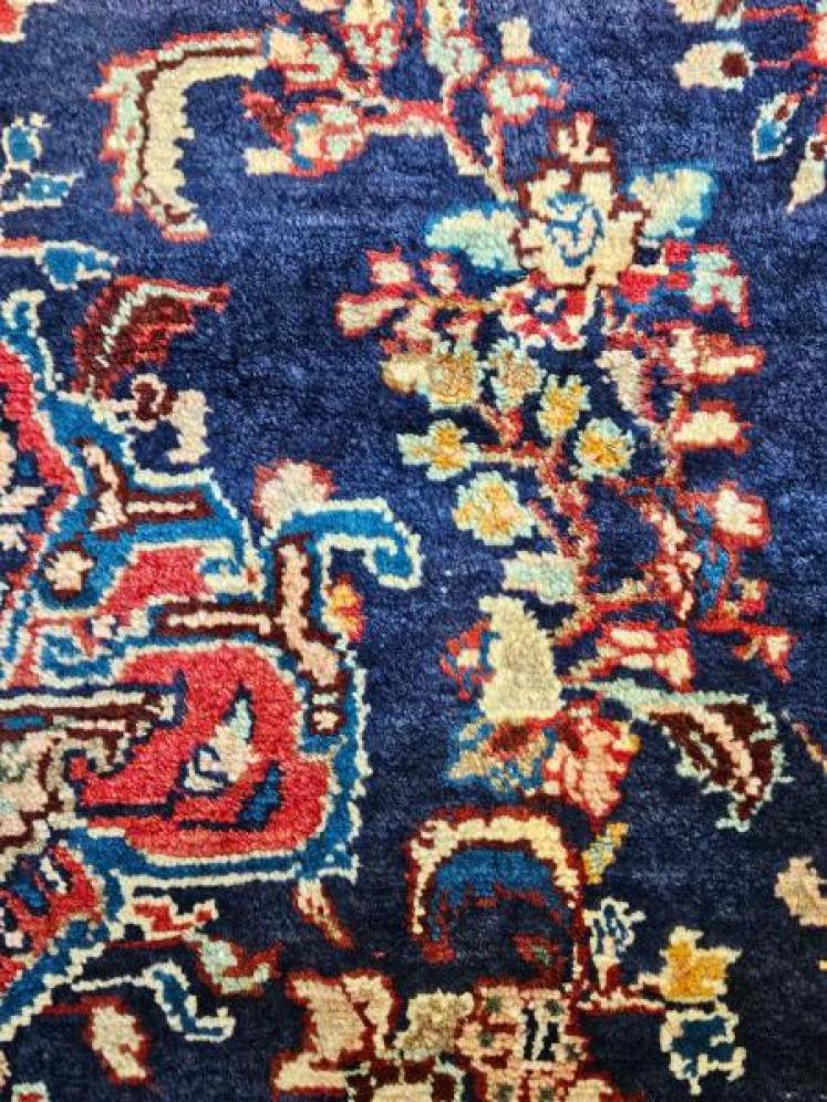 Superb 8' 9"  Persian Navy Blue Wool Runner Rug - Image 7