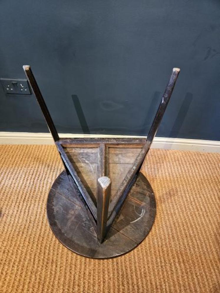 George III Welsh Oak Cricket Table - Image 6