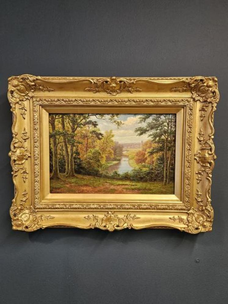 William Mellor Oil on Board Painting 'Surprise View of Fountains Abbey from Studley Royal' - Image 1