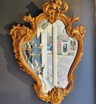 Superb Victorian Gilt Bronze Rocco Style Mirror 