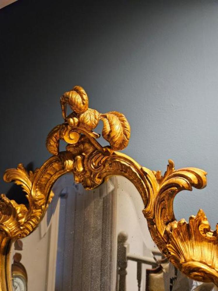Superb Victorian Gilt Bronze Rocco Style Mirror  - Image 5