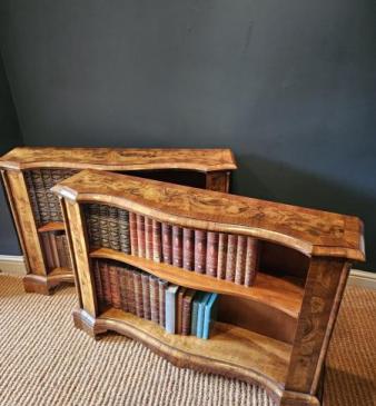 Pair of Superb Quality Victorian Figured Walnut Bookcases