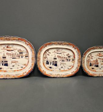Set of 3 Victorian Graduated Ironstone Meat Platters