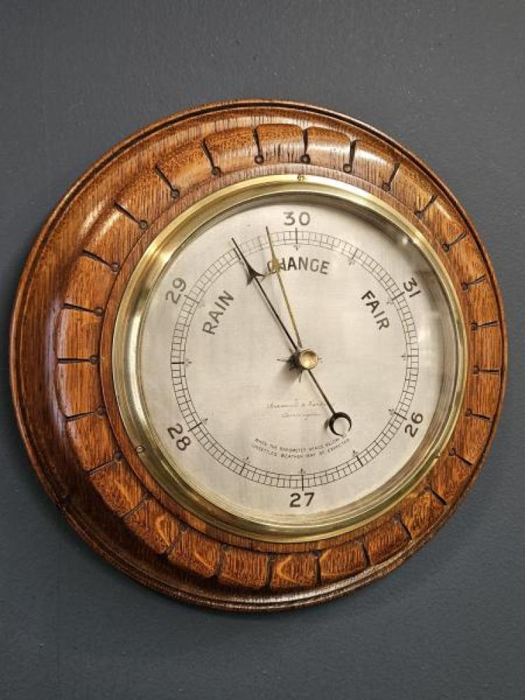 Victorian Silvered Dial Barometer by Bramwell & Harbron of Darlington - Image 1