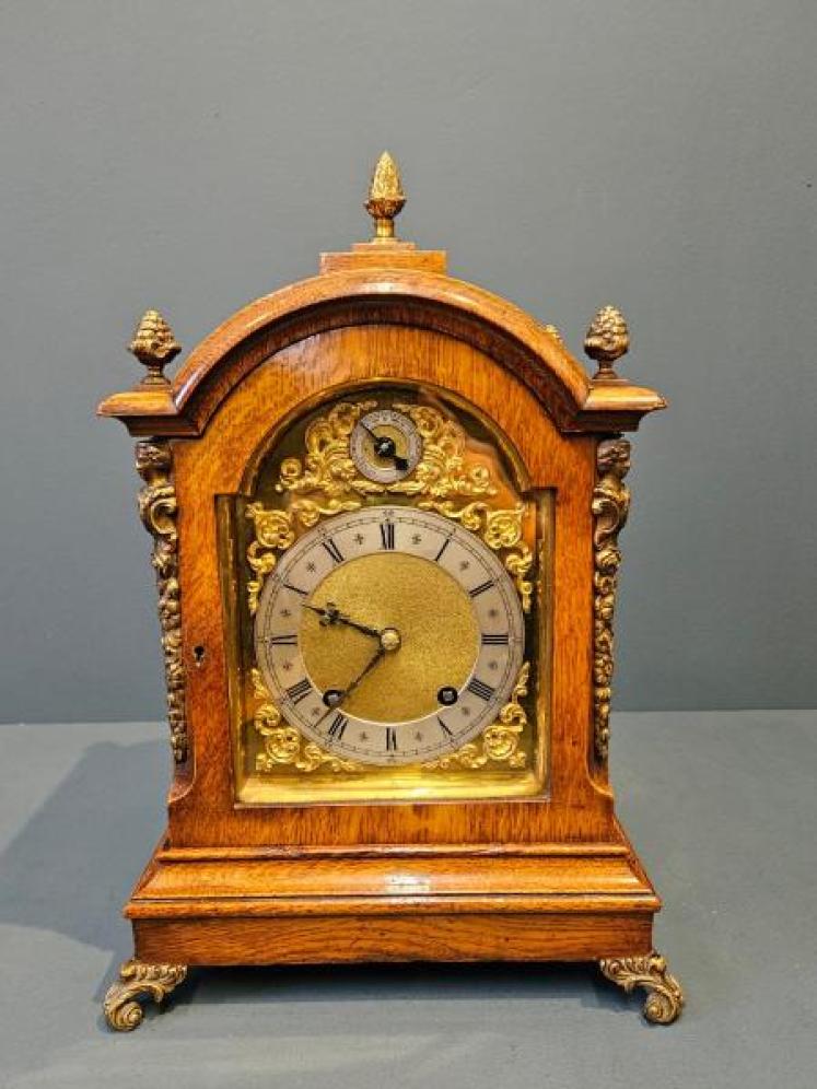 Victorian Oak Quarter Striking Bracket Clock - Image 6