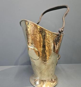 Superb Large Arts and Crafts Brass Coal Scuttle