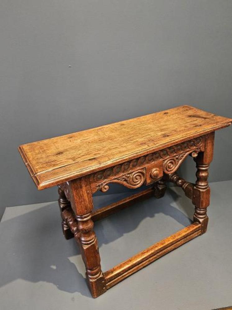 George III Oak Double Width Joint Stool - Image 3