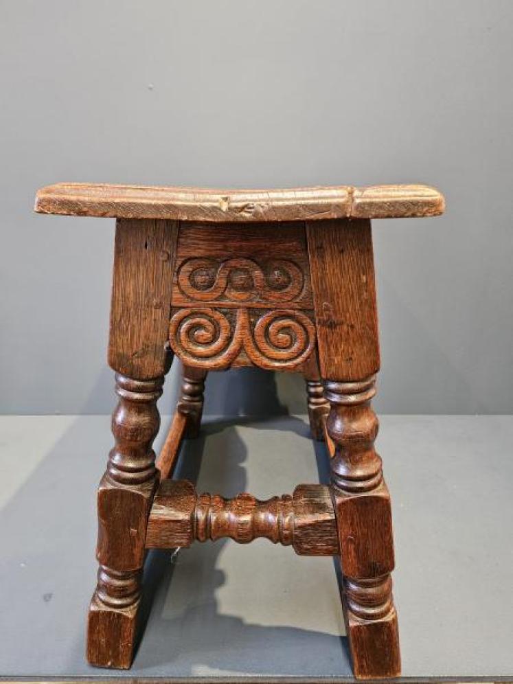 George III Oak Double Width Joint Stool - Image 4