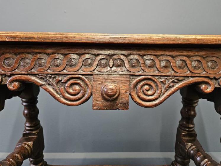 George III Oak Double Width Joint Stool - Image 7