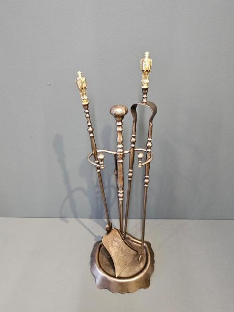 Victorian Steel Fire Irons and Stand - Image 1