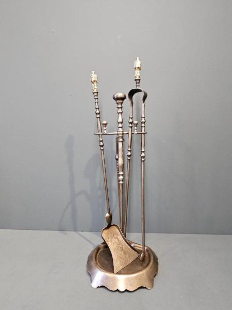 Victorian Steel Fire Irons and Stand - Image 2
