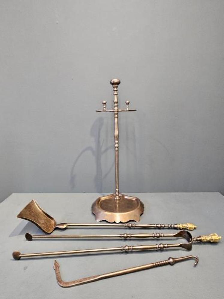 Victorian Steel Fire Irons and Stand - Image 4