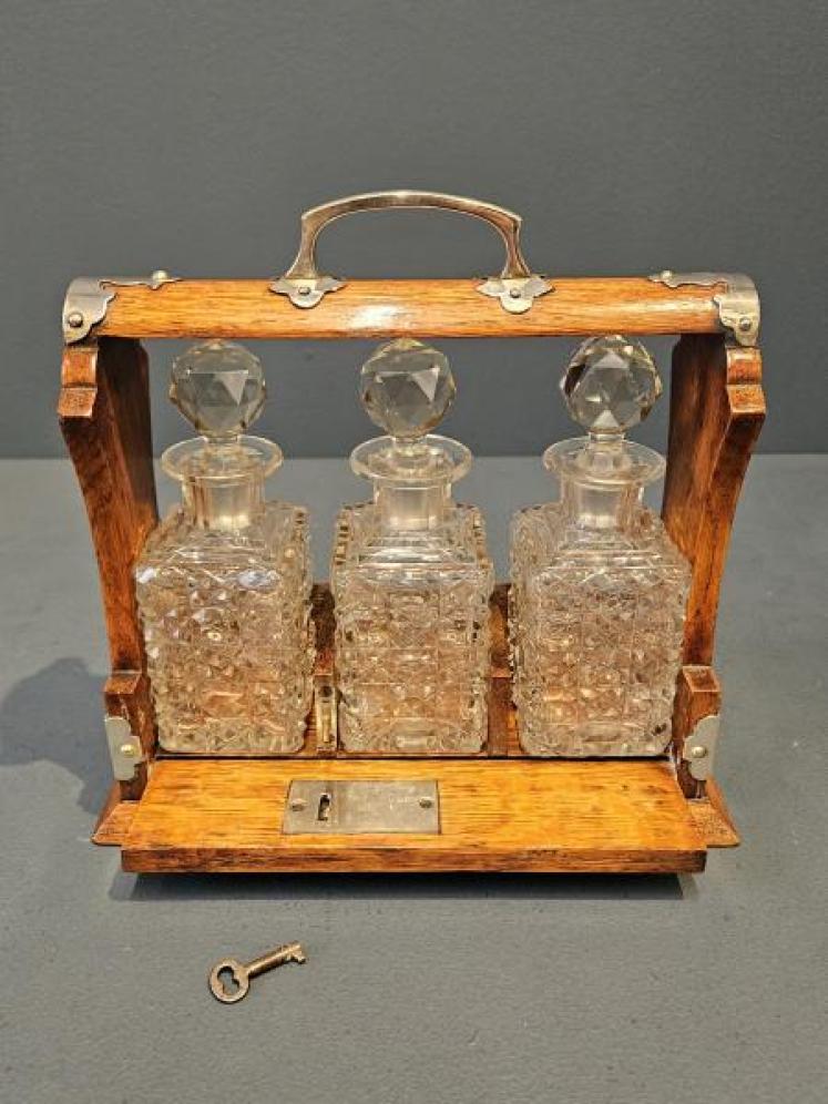 Victorian Three Bottle Liqueur Tantalus - Image 4