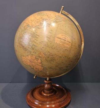 Superb 1920's Phillips 14" Gesso Library Globe