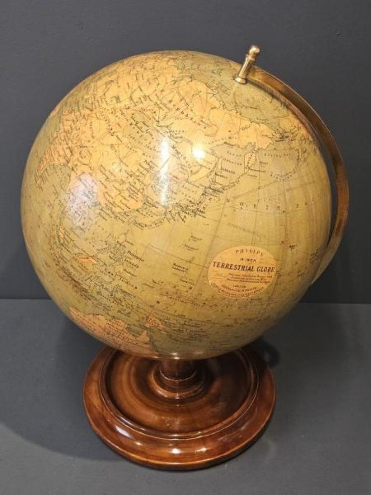 Superb 1920's Phillips 14" Gesso Library Globe - Image 2