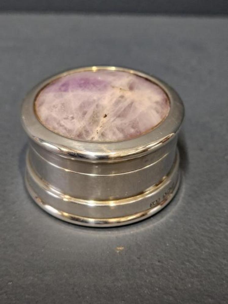 Silver and Calacatta Viola Marble Trinket Box - Image 1