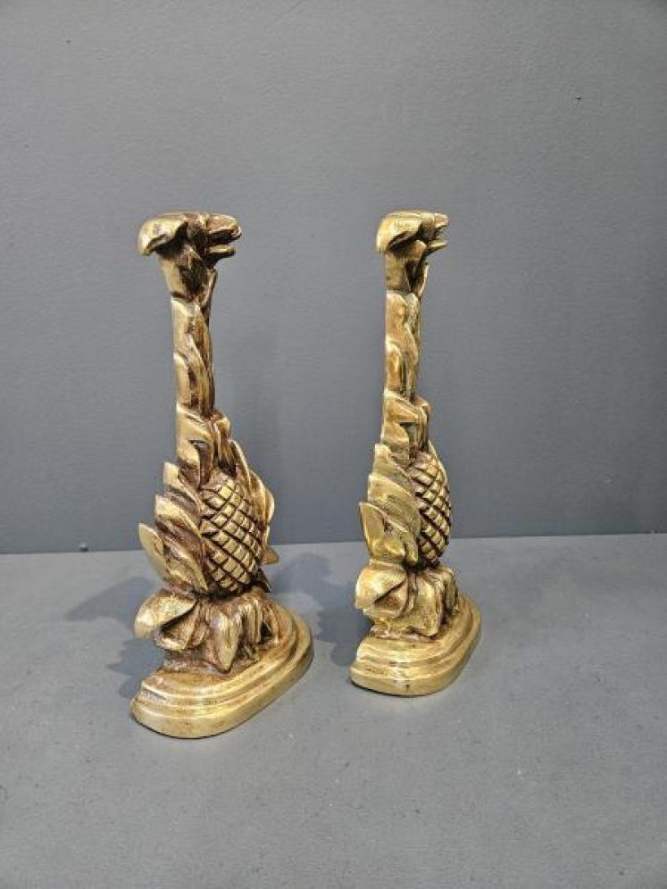 Matching Pair of Regency Brass Pineapple Door Stops - Image 2