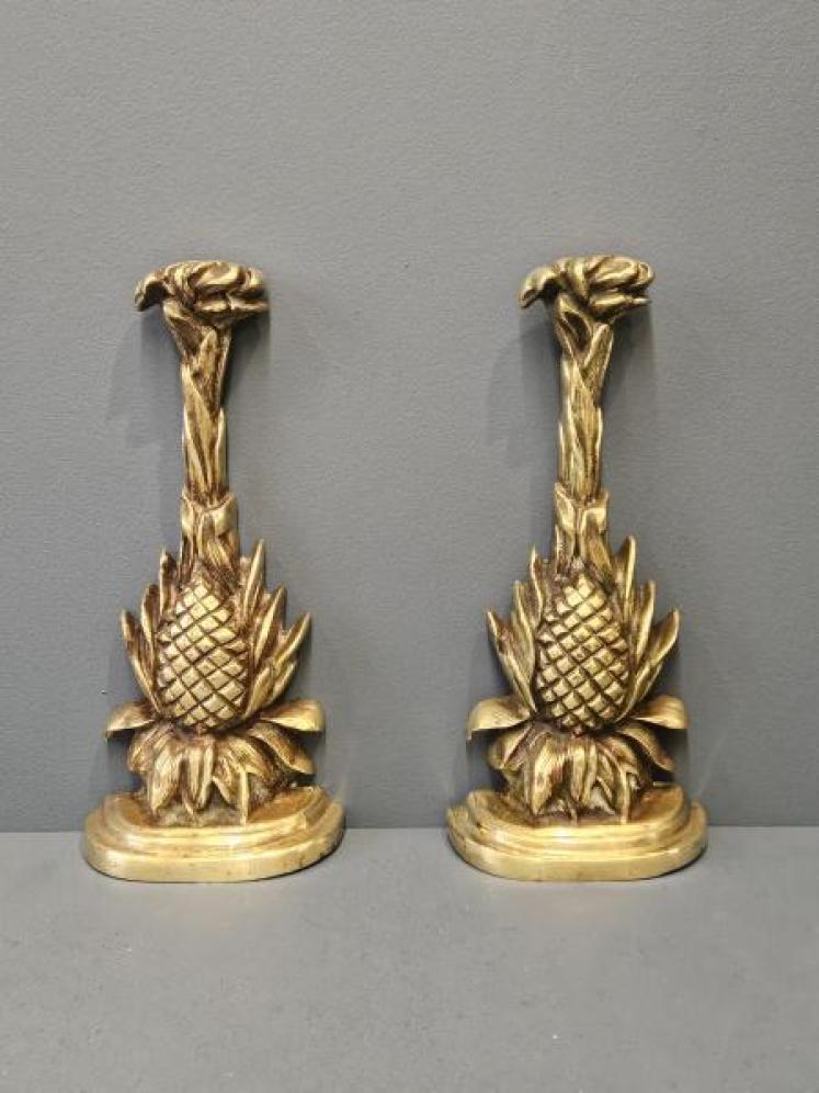 Matching Pair of Regency Brass Pineapple Door Stops - Image 6