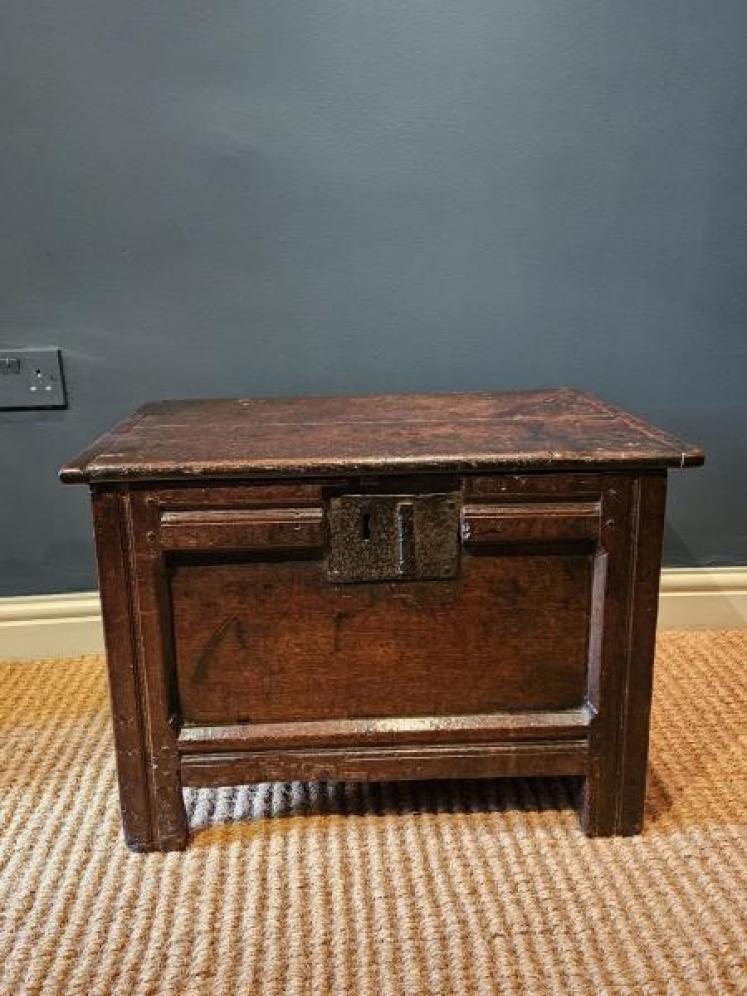 Charles I Period Oak Single Panel Coffer - Image 2