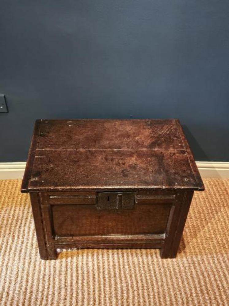 Charles I Period Oak Single Panel Coffer - Image 4