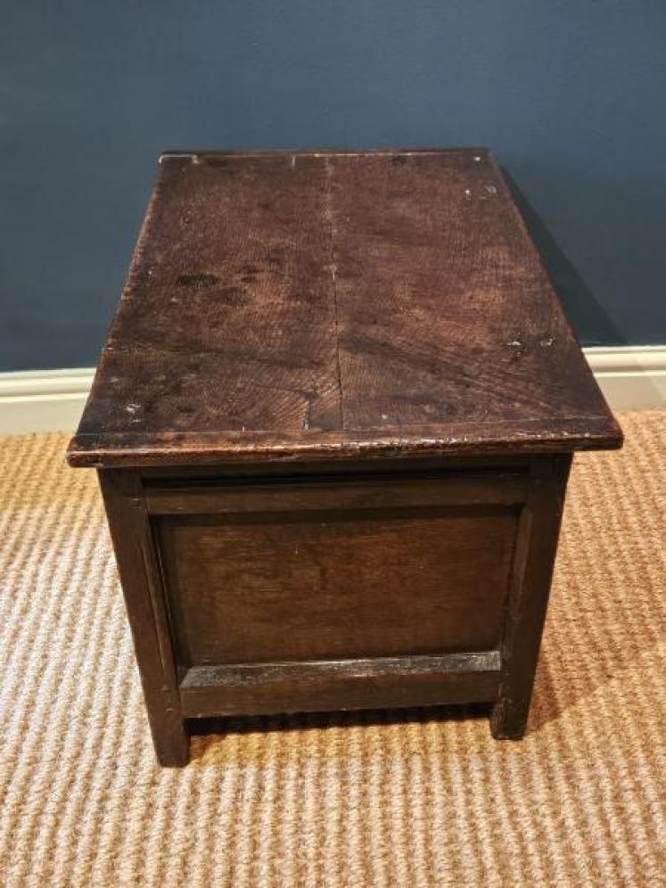 Charles I Period Oak Single Panel Coffer - Image 5