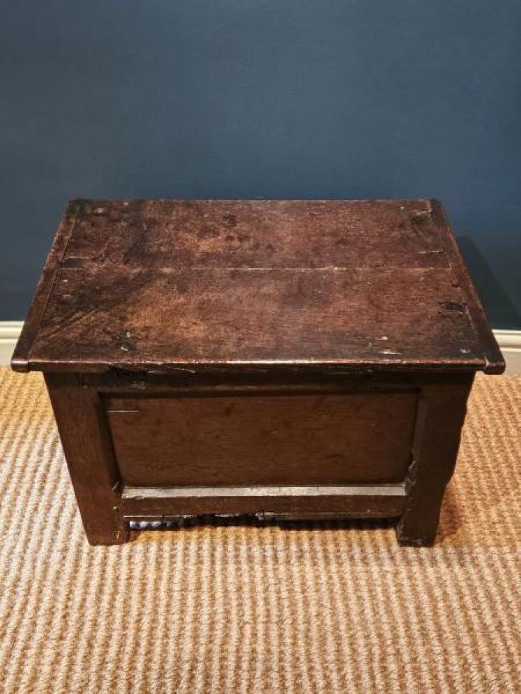 Charles I Period Oak Single Panel Coffer - Image 6