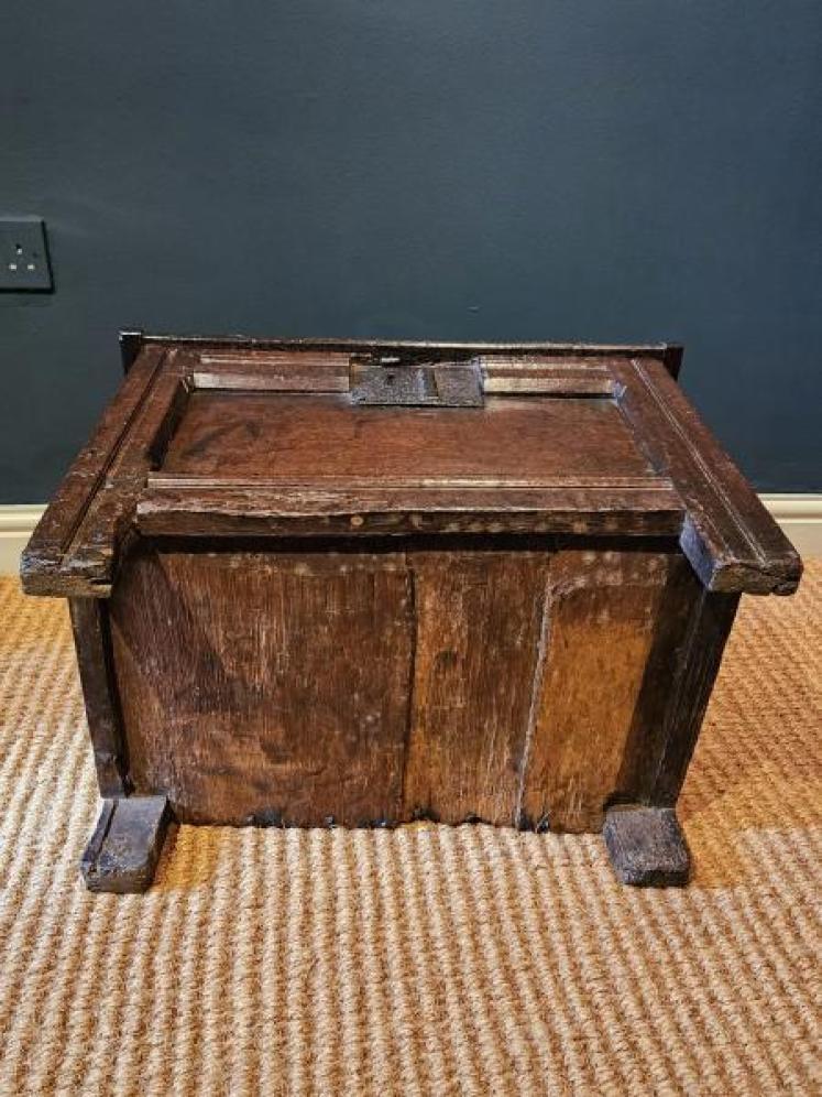 Charles I Period Oak Single Panel Coffer - Image 7