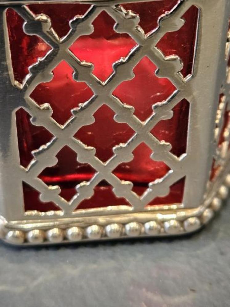 Early Victorian Mustard Pot with Cranberry Liner - Image 6