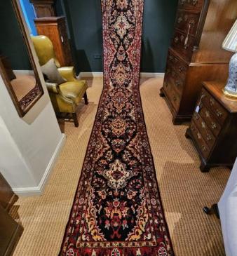 Superb 15' Persian Pure Wool Runner Rug