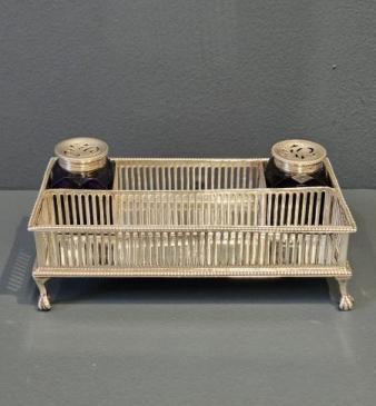 George III Silver Desk Stand with Pounce Pots