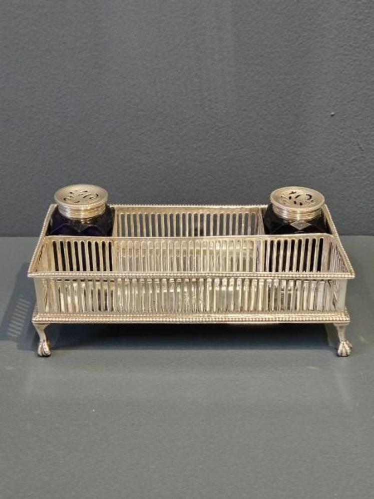 George III Silver Desk Stand with Pounce Pots - Image 1