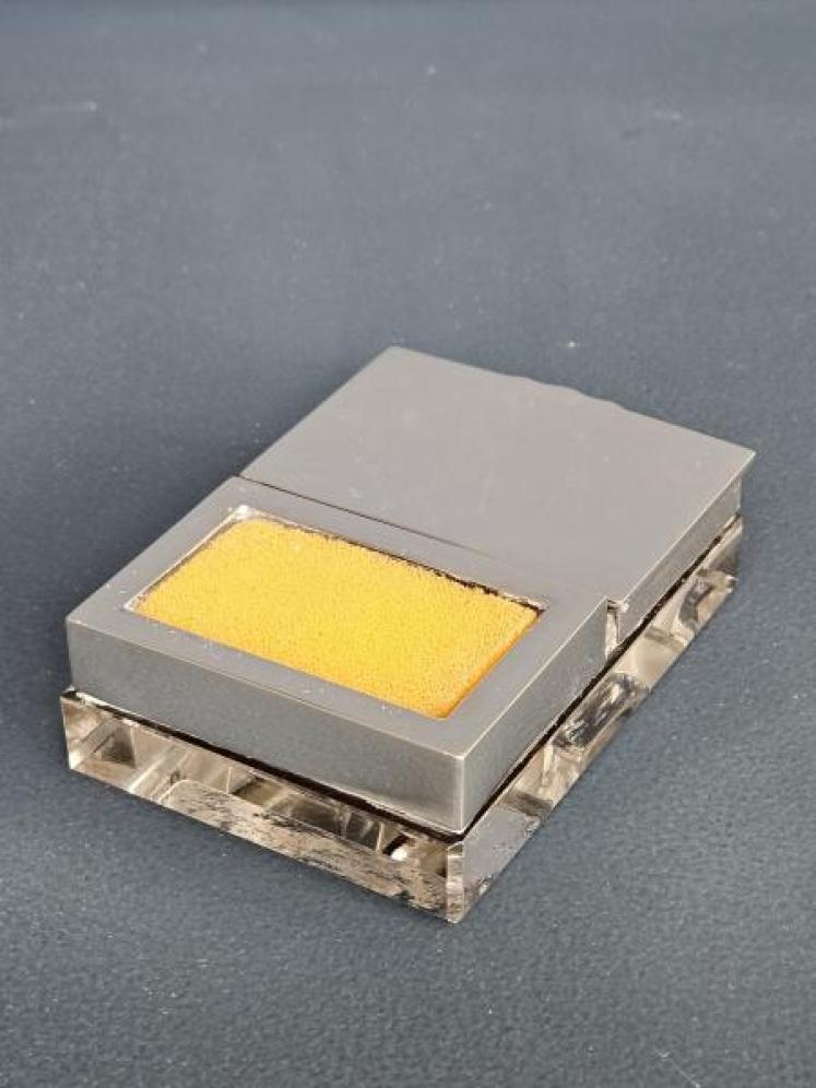 Unusual Silver and Crystal Stamp Box and Moistener - Image 3